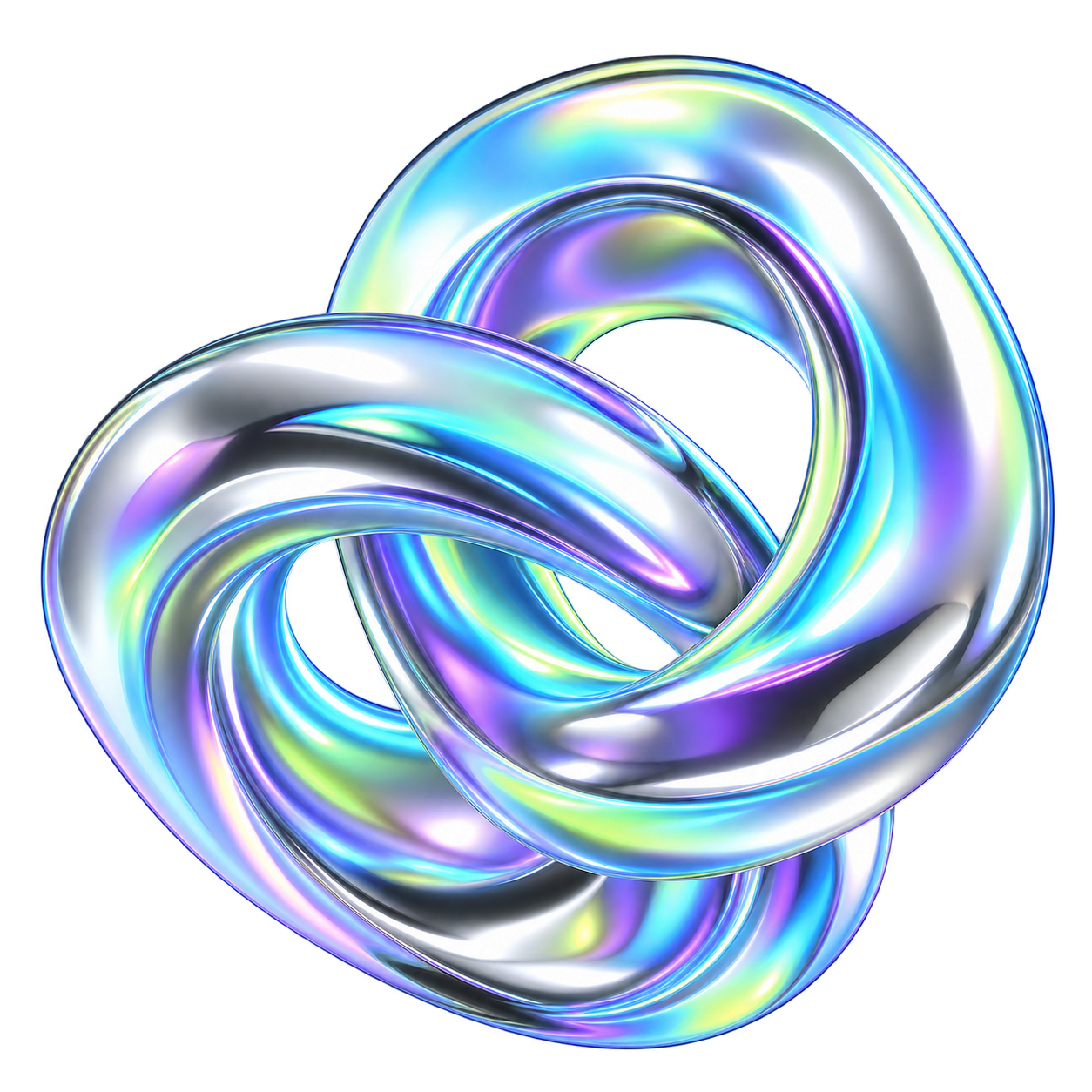 Interconnected iridescent chrome loops